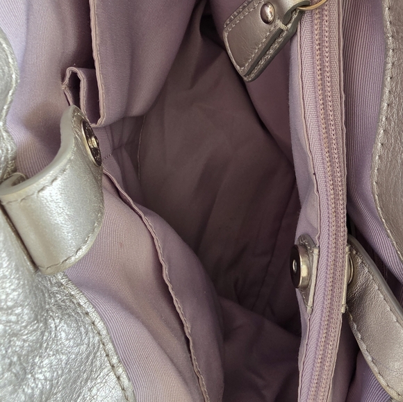 Elegant Coach Silver- Gray Tote Bag Violet Lining - Picture 10 of 14